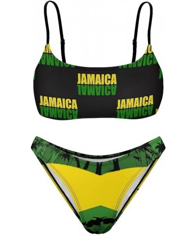 Bikini Sets Jamaica Flag Women's Swimwear Cute Bathing Suit Ruched High Cut Swimsuit Summer M XX-Large Style-1-1 $15.60 Swims...