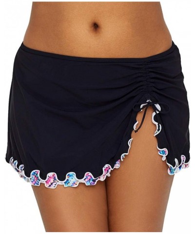 Women's Plus-Size Lettuce Ruffle Side Tie Skirted Swimsuit Bottom Fantasia Black $37.57 Swimsuits