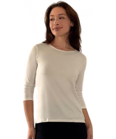 High Neck Tops 3/4 Sleeve Layering Tee Slim Fit Cleavage Cover Top New Off White $8.39 T-Shirts