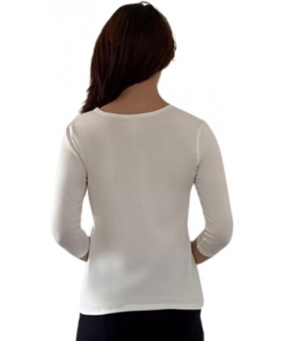 High Neck Tops 3/4 Sleeve Layering Tee Slim Fit Cleavage Cover Top New Off White $8.39 T-Shirts