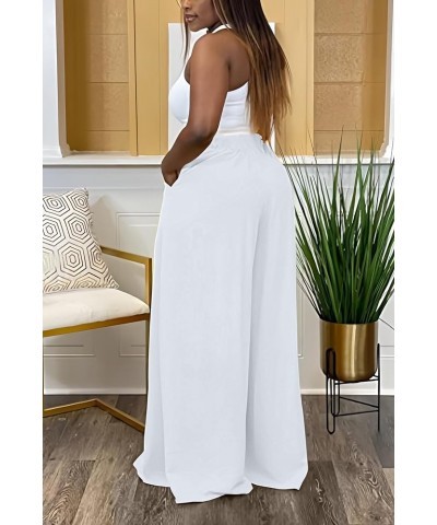 Casual Palazzo Pants for Women Lounge Pants Wide Leg Trousers Women Skirt Pants with Elastic Waistband 9399 White $21.72 Pants