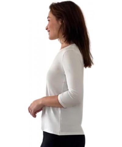 High Neck Tops 3/4 Sleeve Layering Tee Slim Fit Cleavage Cover Top New Off White $8.39 T-Shirts