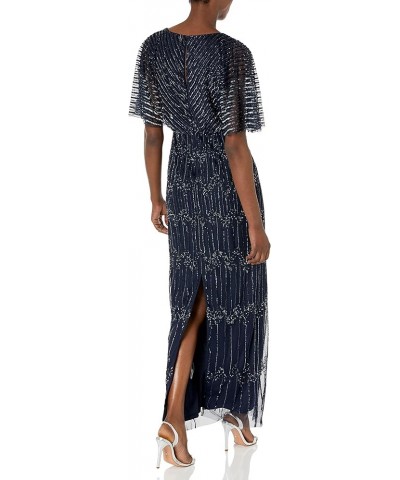 Women's Beaded Surplice Gown Navy/Gunmetal $70.10 Dresses