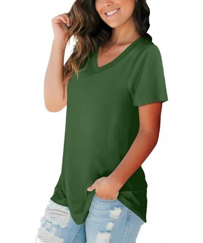 Women's V Neck T Shirts Casual Short Sleeve Summer Basic Tops Tees 06-green $10.19 T-Shirts