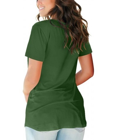 Women's V Neck T Shirts Casual Short Sleeve Summer Basic Tops Tees 06-green $10.19 T-Shirts