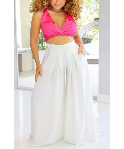 Casual Palazzo Pants for Women Lounge Pants Wide Leg Trousers Women Skirt Pants with Elastic Waistband 9399 White $21.72 Pants