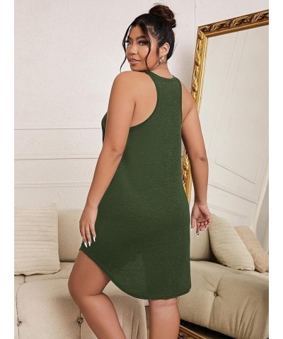 Women's Plus Size Nightgowns Tank Sleep Shirts Racerback Sleeveless Sleepwear Soft Chemise Dress Pure Dark Green $13.24 Sleep...