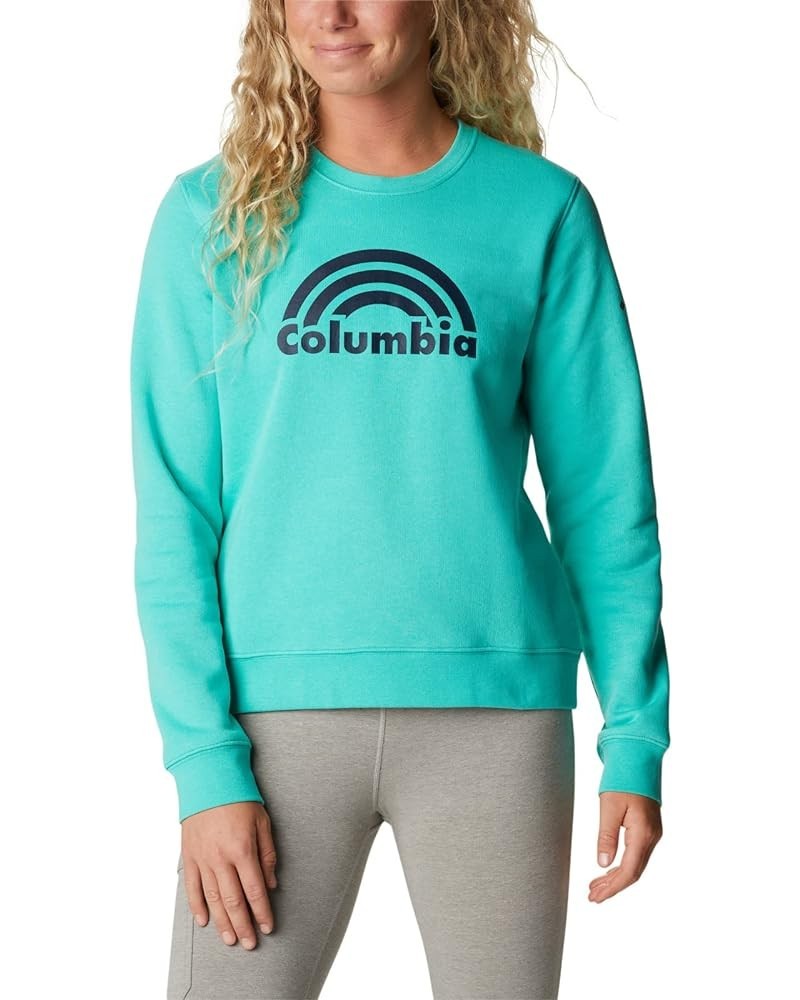 Women's Trek Graphic Crew Electric Turquoise Rainbow $23.37 Jackets