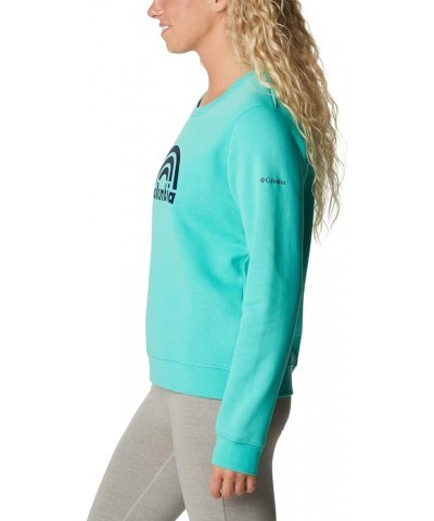 Women's Trek Graphic Crew Electric Turquoise Rainbow $23.37 Jackets