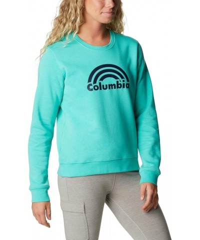 Women's Trek Graphic Crew Electric Turquoise Rainbow $23.37 Jackets