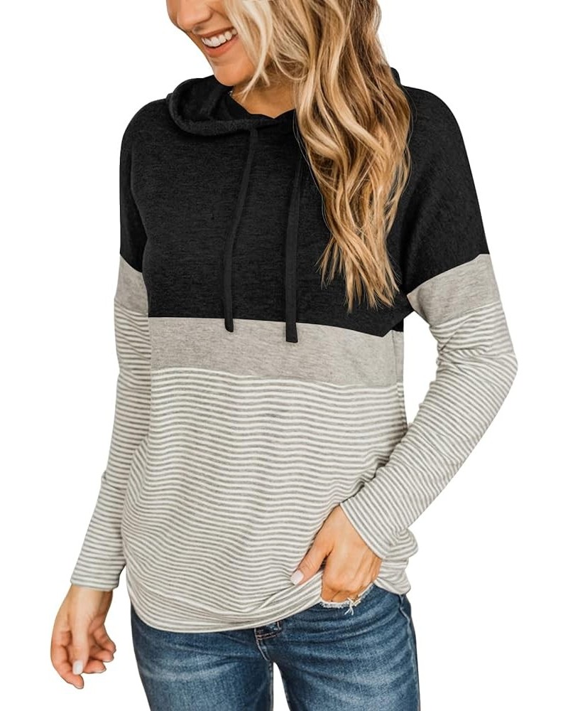 Womens Sweatshirts Long Sleeve Casual Color Block Pullover Hoodies Fall Outfits 2023 Clothes Stripe Black $15.18 Hoodies & Sw...