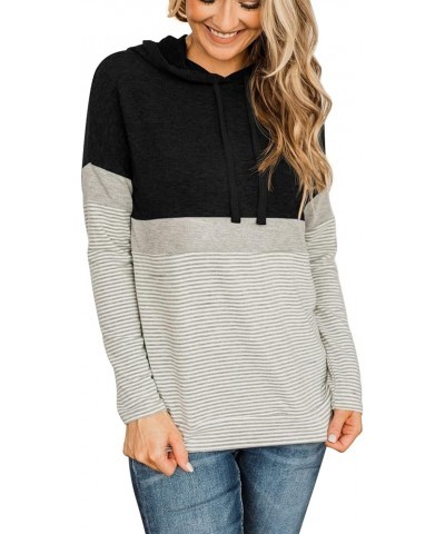 Womens Sweatshirts Long Sleeve Casual Color Block Pullover Hoodies Fall Outfits 2023 Clothes Stripe Black $15.18 Hoodies & Sw...