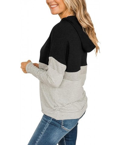 Womens Sweatshirts Long Sleeve Casual Color Block Pullover Hoodies Fall Outfits 2023 Clothes Stripe Black $15.18 Hoodies & Sw...