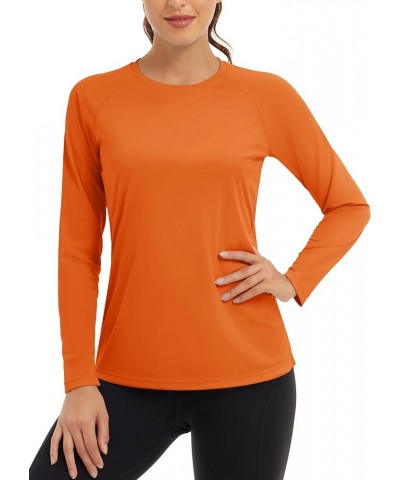 Women's Sun Protection Shirt UPF 50+ Long Sleeve Hiking Running Sport Workout Rash Guards Tops Dark Orange $10.99 Activewear