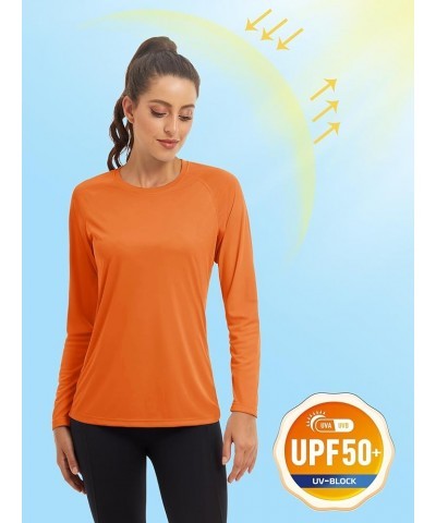 Women's Sun Protection Shirt UPF 50+ Long Sleeve Hiking Running Sport Workout Rash Guards Tops Dark Orange $10.99 Activewear