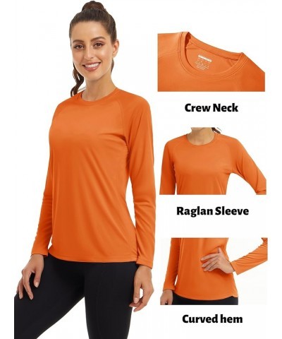 Women's Sun Protection Shirt UPF 50+ Long Sleeve Hiking Running Sport Workout Rash Guards Tops Dark Orange $10.99 Activewear