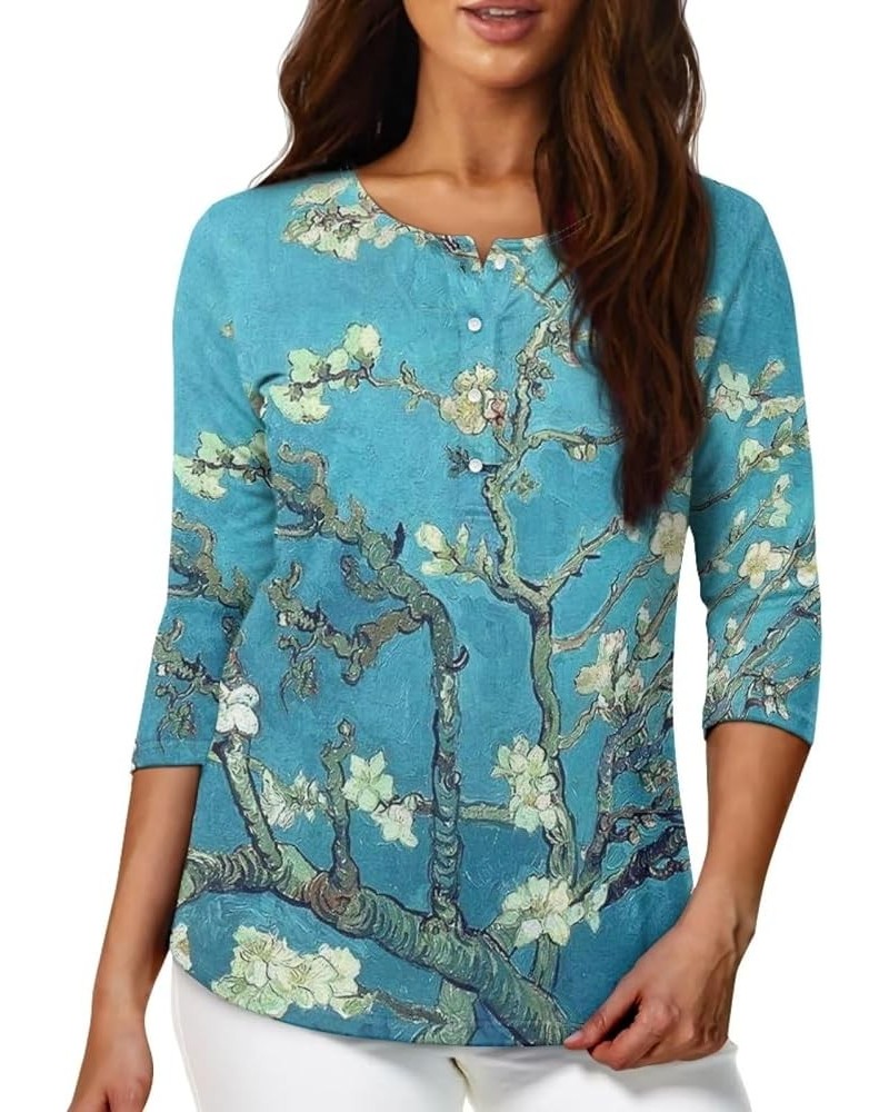 Plus Size Tops for Women 3/4 Sleeve Suitable for Early Fall Spring Almond Blossom $10.00 Pants