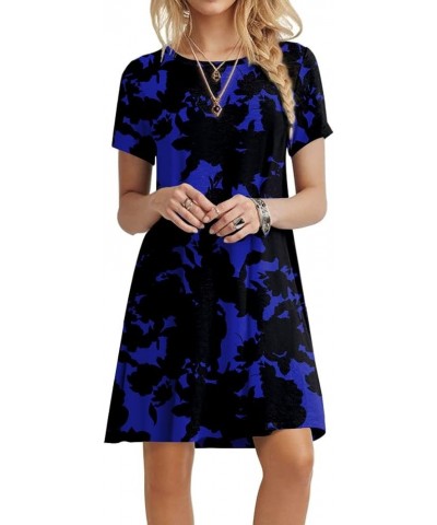 2024 Women's Summer Casual T-Shirt Dresses Crew Neck Beach Cover up Purple Flower $14.10 Swimsuits