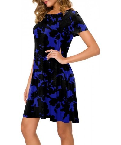 2024 Women's Summer Casual T-Shirt Dresses Crew Neck Beach Cover up Purple Flower $14.10 Swimsuits