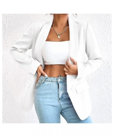 Womens Long Sleeve Blazers Casual Open Front Lapel Button Slim Work Office Blazer Jacket White $19.20 Blazers