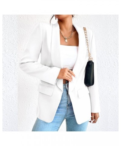 Womens Long Sleeve Blazers Casual Open Front Lapel Button Slim Work Office Blazer Jacket White $19.20 Blazers