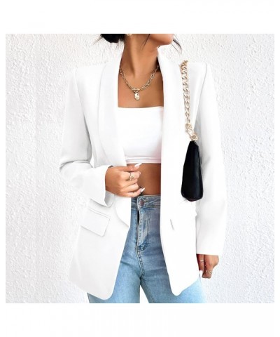 Womens Long Sleeve Blazers Casual Open Front Lapel Button Slim Work Office Blazer Jacket White $19.20 Blazers