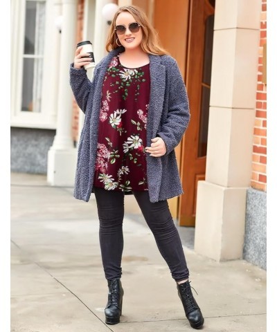 Womens 3/4 Sleeve Casual Loose Fit Swing Plus Size Tunic Tops Basic T Shirt Red Flower $13.74 Tops