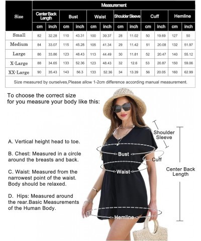 Womens Swimsuit Cover Up Beach Coverup Sexy Summer Short Sleeve V Neck Loose Dress White $12.47 Swimsuits