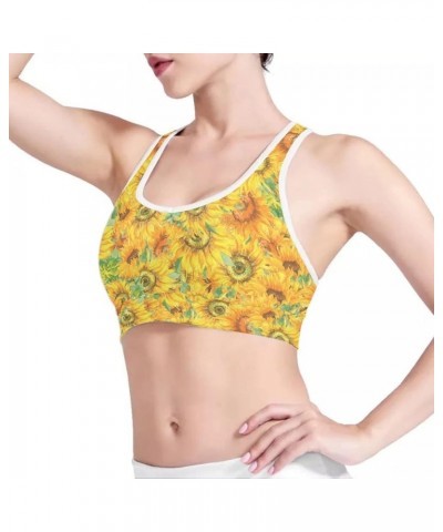 Womens Seamless Outfit 2 Piece Yoga Pants and Vest Tops Workout Gym Leggings Padded Sport Bra Set Sunflower $15.07 Activewear