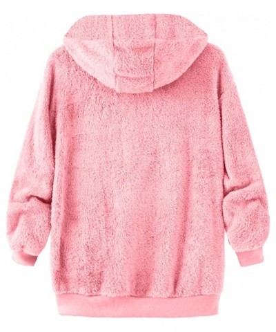 Women Fashion Fuzzy Fleece Jacket Long Sleeve Oversized Sherpa Drawstring Coat with Hood Winter Warm Clothes Fall Jackets A02...