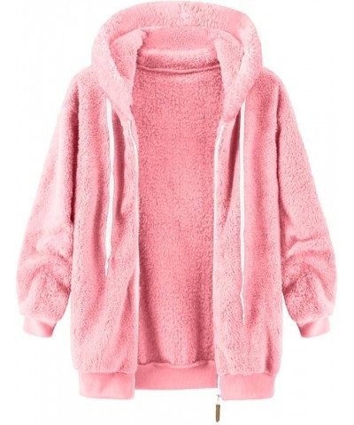 Women Fashion Fuzzy Fleece Jacket Long Sleeve Oversized Sherpa Drawstring Coat with Hood Winter Warm Clothes Fall Jackets A02...