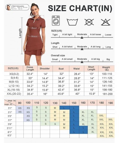 Womens Tennis Dress, Golf Dress with Shorts and Pocket Polo Lightweight Soft Ruffled Hemline Two Piece Golf Dresses Brown $17...