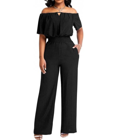 Jumpsuit for Women Sexy Elelgant Casual Formal Short Sleeve Long Straight Split Pants Rompers Clubwear for Party Night Solid/...