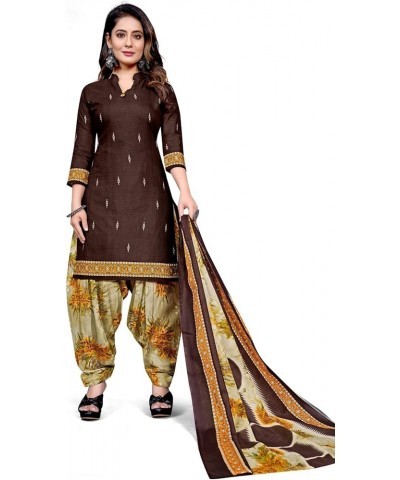 Readymade Indian Panjabi Style Cotton Patiyala Salwar Suit with Dupatta for Women & Girls Brown-45 $21.12 Suits