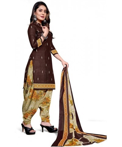 Readymade Indian Panjabi Style Cotton Patiyala Salwar Suit with Dupatta for Women & Girls Brown-45 $21.12 Suits