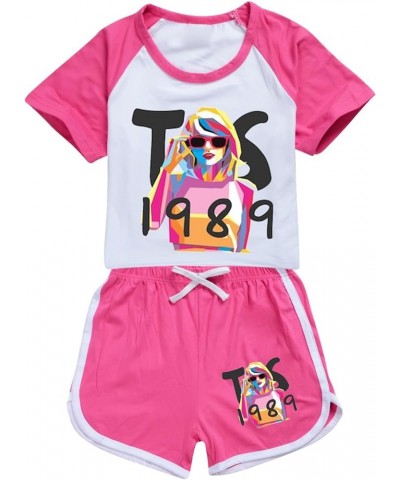 Girls Shorts Set Shirts for Women Unisex Crewneck T-shirts Cute Y2K Tops Teen Girls/Boys Short Tees+Long Pants 5-hot Pink $8....