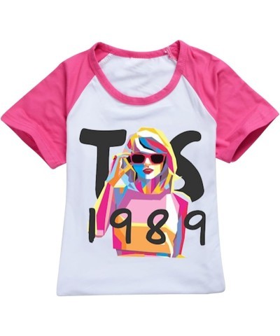 Girls Shorts Set Shirts for Women Unisex Crewneck T-shirts Cute Y2K Tops Teen Girls/Boys Short Tees+Long Pants 5-hot Pink $8....