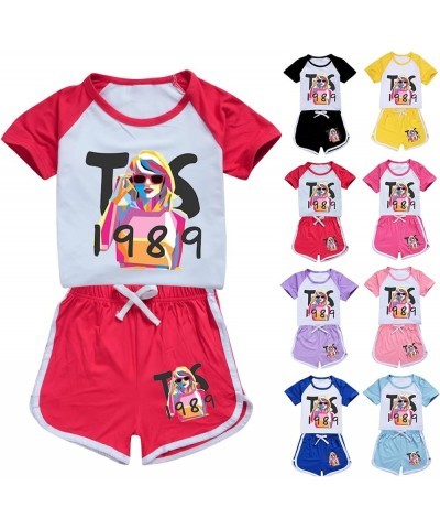 Girls Shorts Set Shirts for Women Unisex Crewneck T-shirts Cute Y2K Tops Teen Girls/Boys Short Tees+Long Pants 5-hot Pink $8....