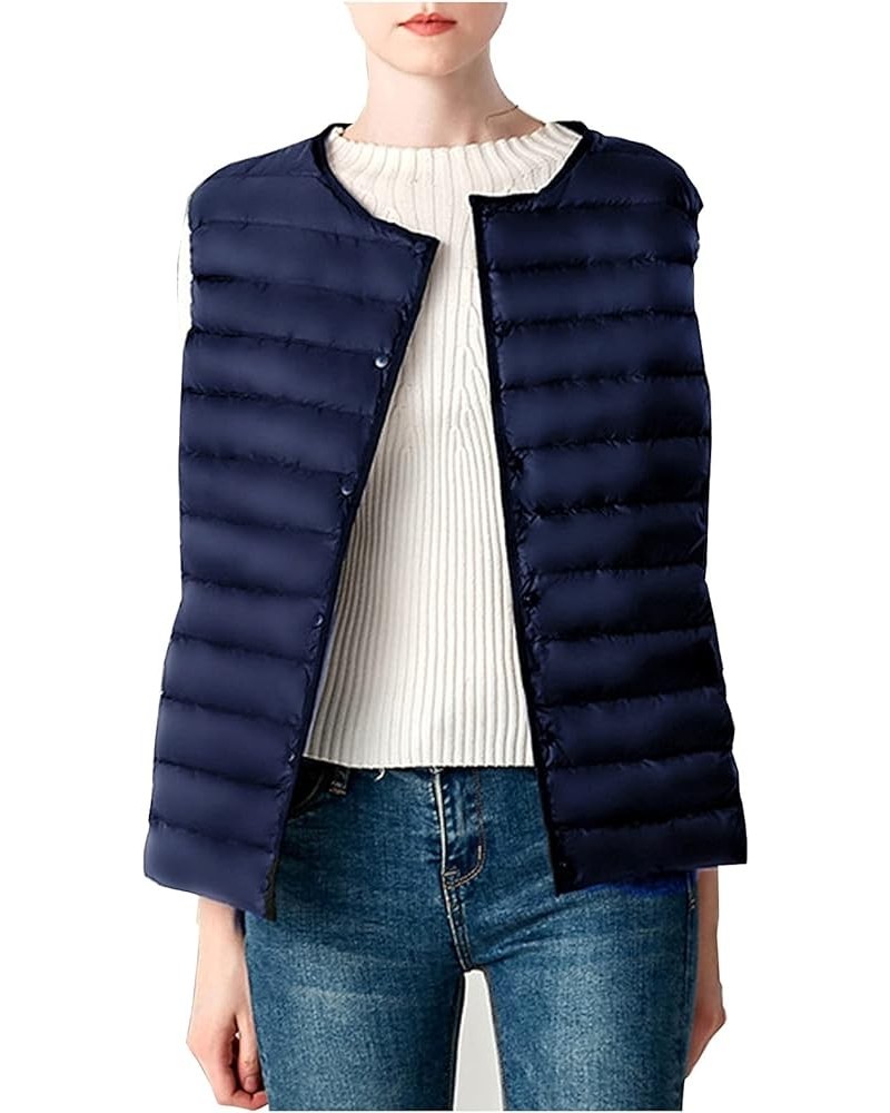 Ladies Ultralight Down Vest Women's Autumn Winter Warm Down Puffer Coat Jacket Fashion Zip Padded Gilet Waistcoat Navy $14.54...