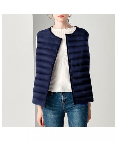 Ladies Ultralight Down Vest Women's Autumn Winter Warm Down Puffer Coat Jacket Fashion Zip Padded Gilet Waistcoat Navy $14.54...