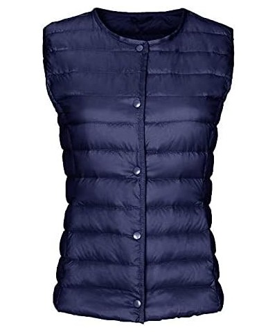 Ladies Ultralight Down Vest Women's Autumn Winter Warm Down Puffer Coat Jacket Fashion Zip Padded Gilet Waistcoat Navy $14.54...