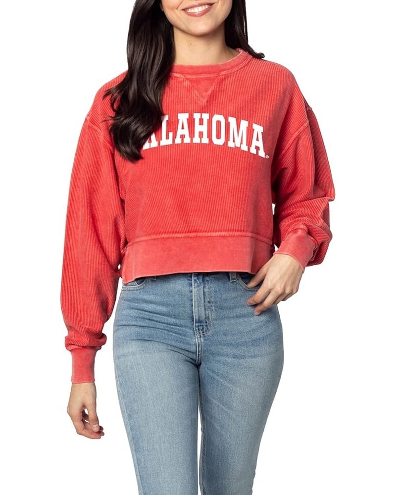 Women's Corded Boxy Pullover Oklahoma Sooners Crimson $10.12 Sweaters