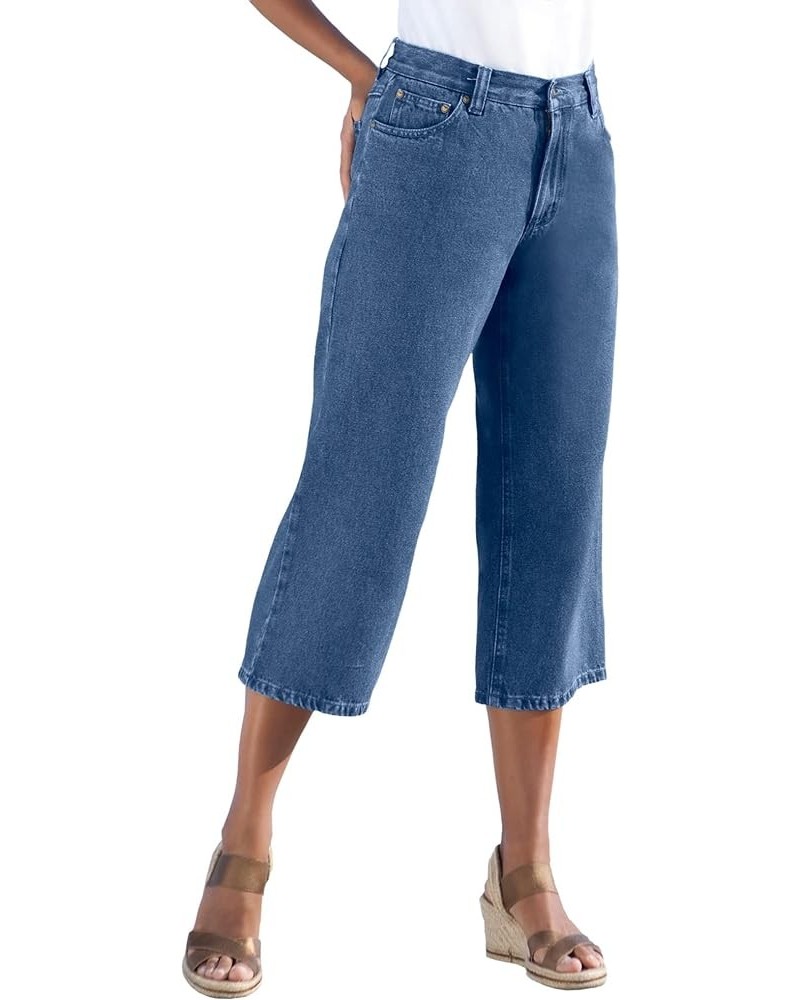 Women's Plus Size Perfect 5-Pocket Relaxed Capri with Back Elastic Medium Stonewash $22.15 Jeans