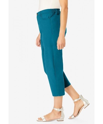 Women's Plus Size Perfect 5-Pocket Relaxed Capri with Back Elastic Medium Stonewash $22.15 Jeans