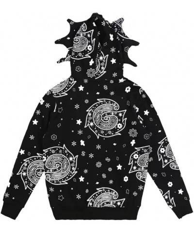 Y2K Men Women Teens Full Zip Up Hoodies Fun Multi Angle Oversized Hooded Sweatshirt Jacket Retro Style Streetwear Paisley-d-b...