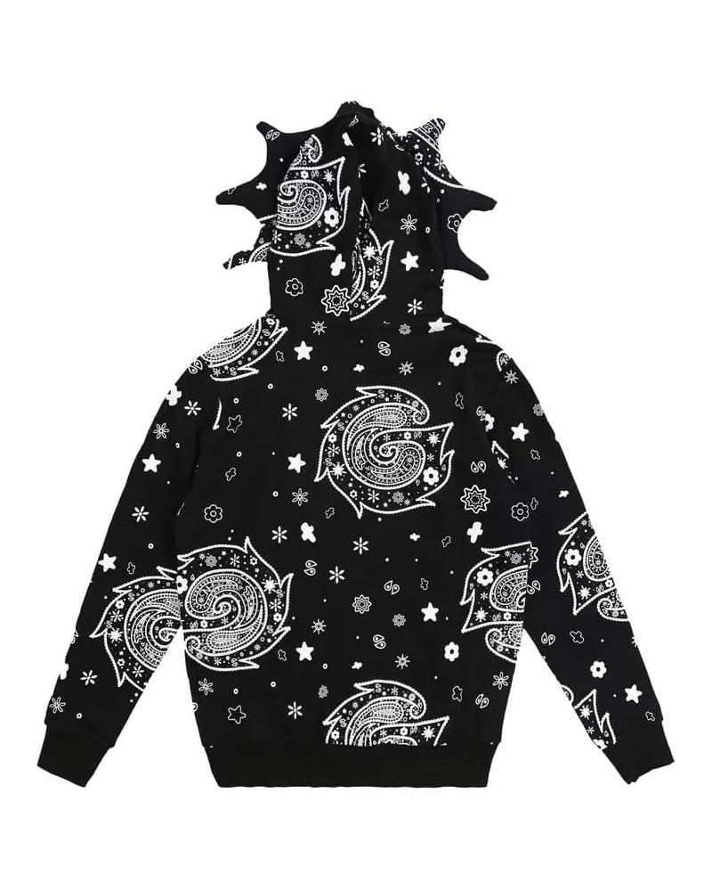 Y2K Men Women Teens Full Zip Up Hoodies Fun Multi Angle Oversized Hooded Sweatshirt Jacket Retro Style Streetwear Paisley-d-b...