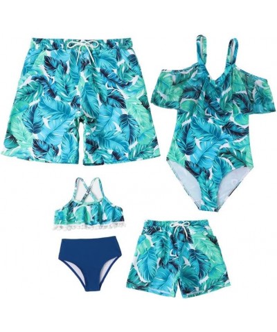 Family Matching Swimsuit Sets Plus Size High Waisted Two Piece Bikini Sets for Women Matching Swimwear for Boys Girls Boys Ma...