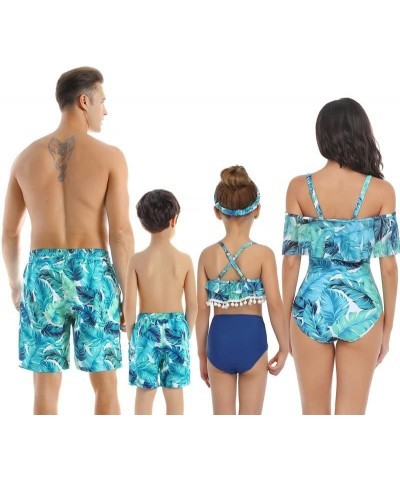 Family Matching Swimsuit Sets Plus Size High Waisted Two Piece Bikini Sets for Women Matching Swimwear for Boys Girls Boys Ma...