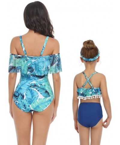 Family Matching Swimsuit Sets Plus Size High Waisted Two Piece Bikini Sets for Women Matching Swimwear for Boys Girls Boys Ma...