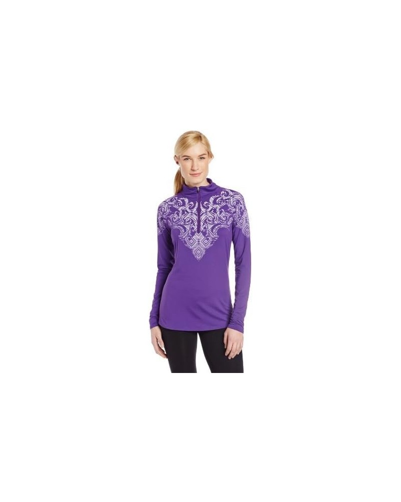 Snow Angel Women's Veluxe Navajo Graphic Zip T Neck Top Purple $34.46 Activewear